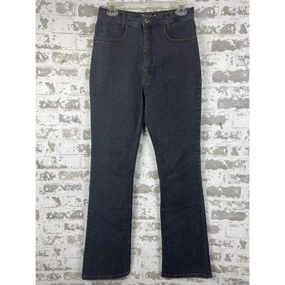 Giorgio Of Palm Beach Jeans Women’s 4 Gray Denim Thick Brown Stitching Bootcut - Picture 3 of 16